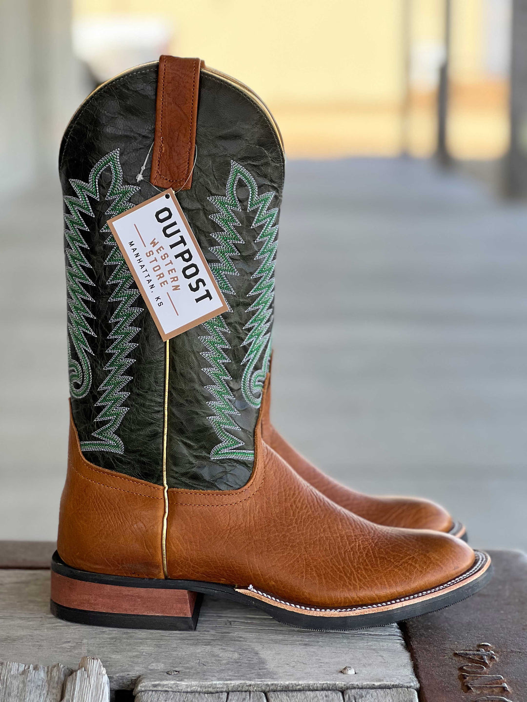 Side View Anderson Bean Natural Twister Roper-Toe Boot