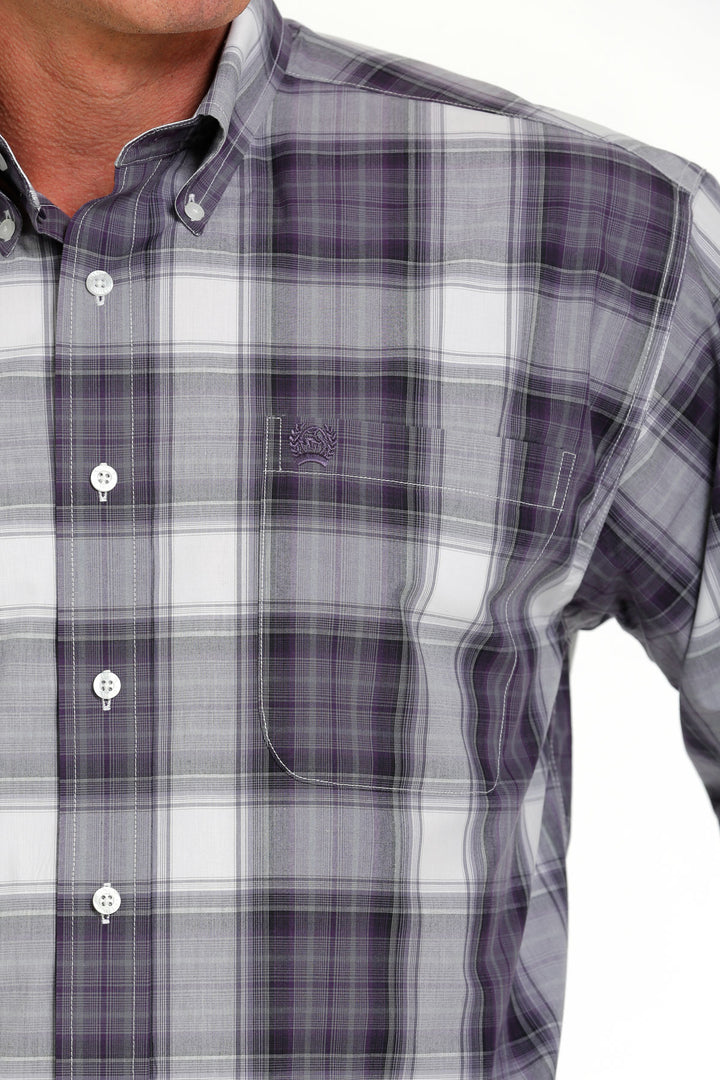 Front Pocket Cinch | Classic Purple/White Plaid LS Shirt