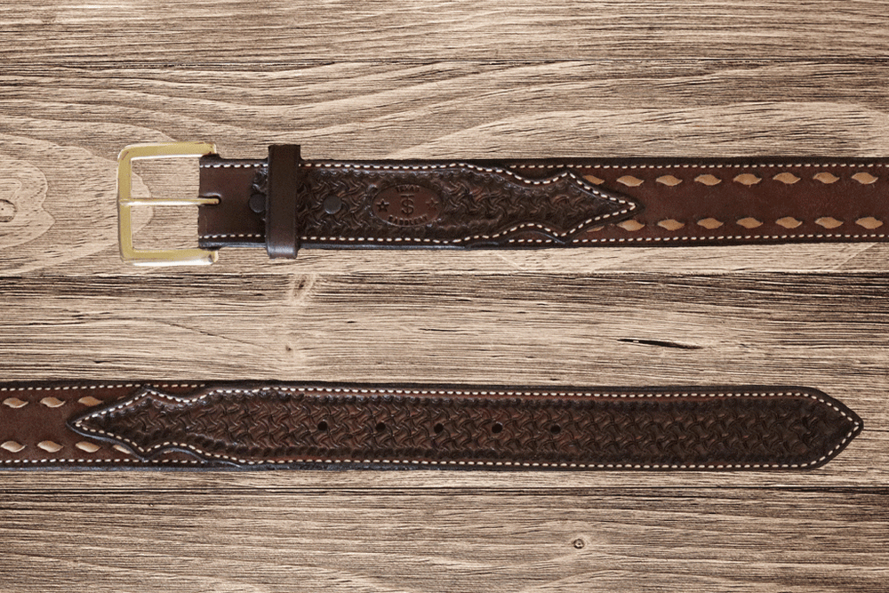 Texas Saddlery | Chocolate Buckstitch Combo Belt