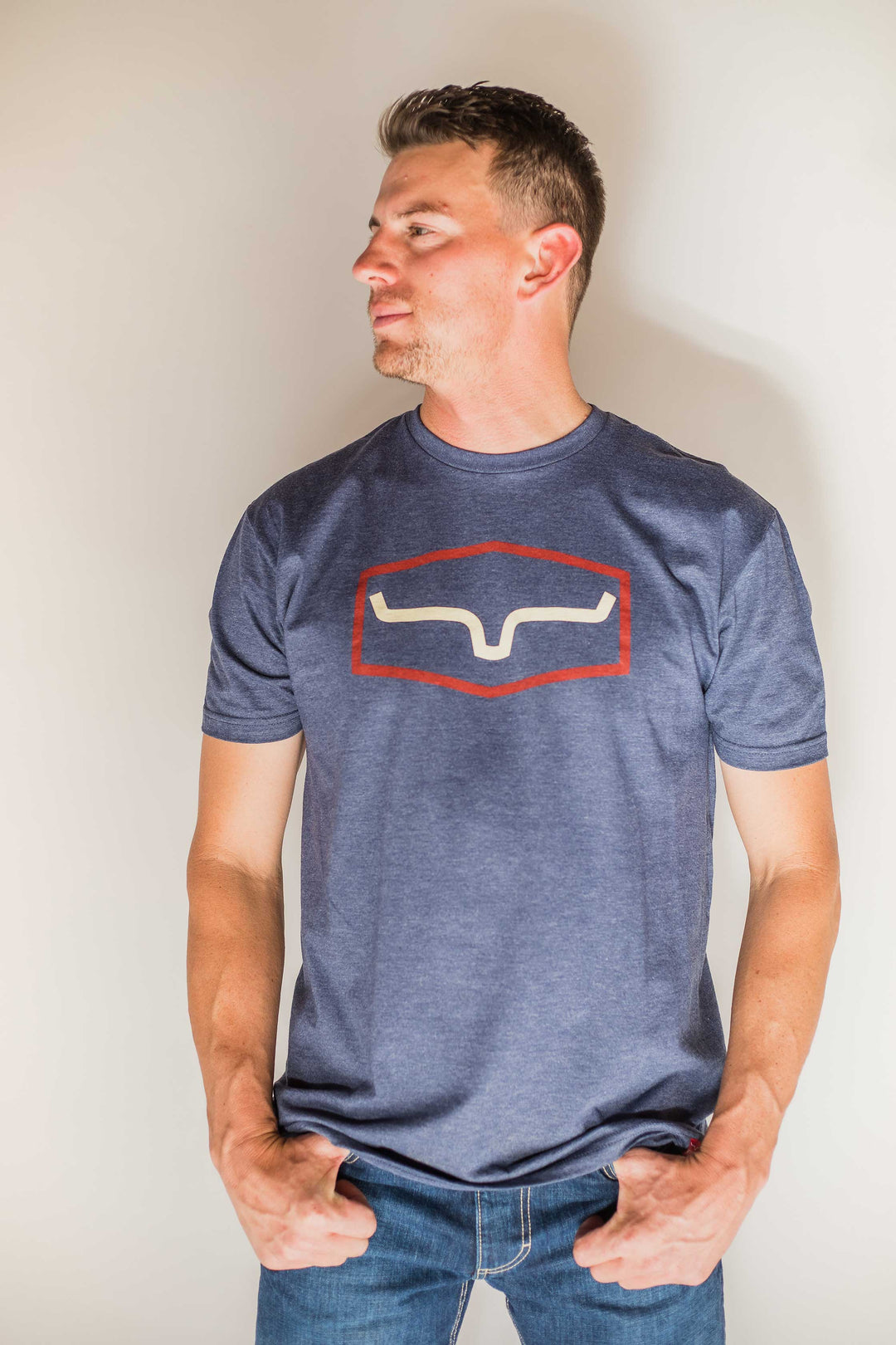 front view Kimes Ranch |  Navy Replay Silk Tee