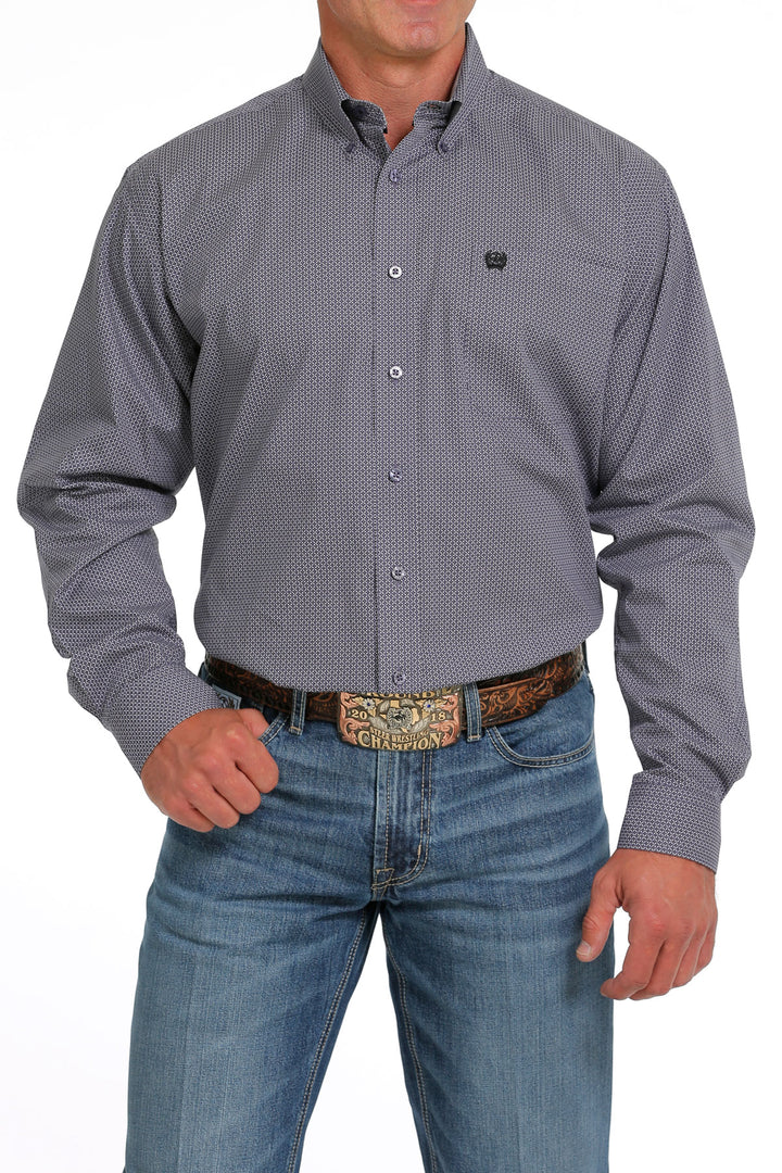 Cinch | Classic Purple Diamond Print LS Shirt