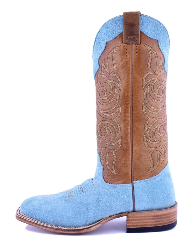 Side view Fenoglio Boot Co. | Tiffany Blue Roughout Boot