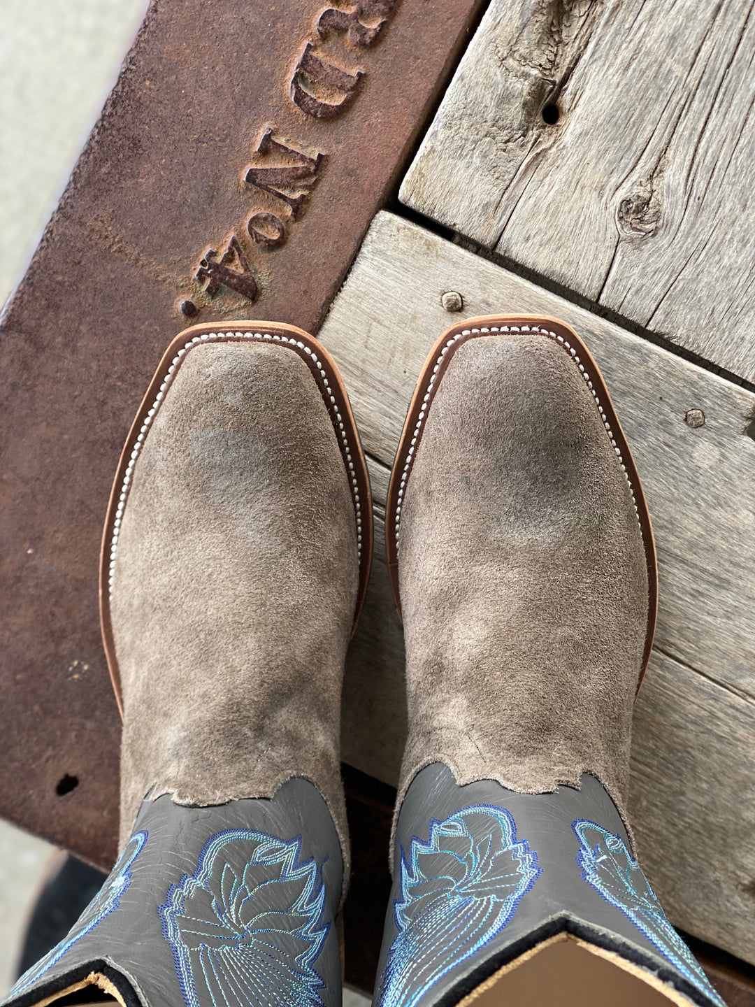 top down view Anderson Bean | Stone Waxy Kudu Boot