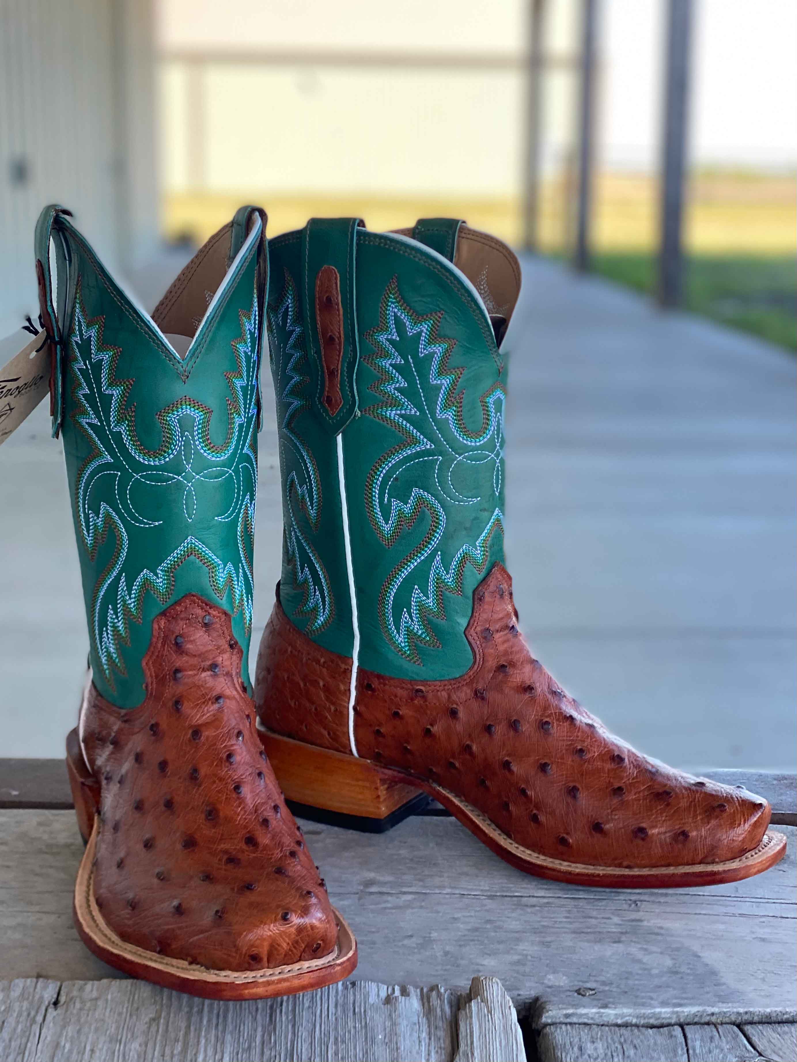 Fenoglio Boot Co. Cognac Full Quill Ostrich Boot