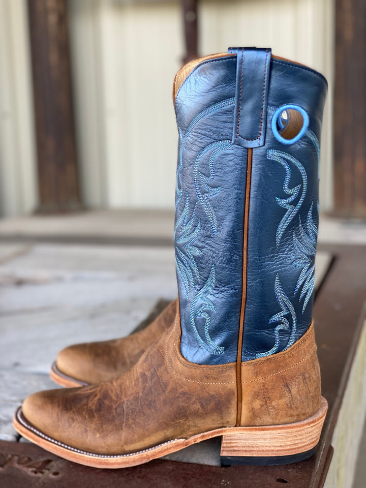 side view Olathe Boot Co.  | Natural Brahma Bison J Toe Boot