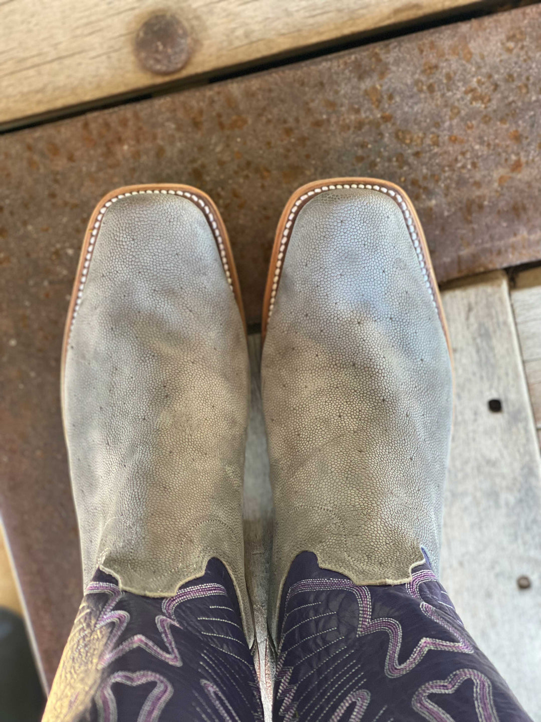 Toe View Olathe Boot Co.  | Grey Buffed Elephant Mens Boot