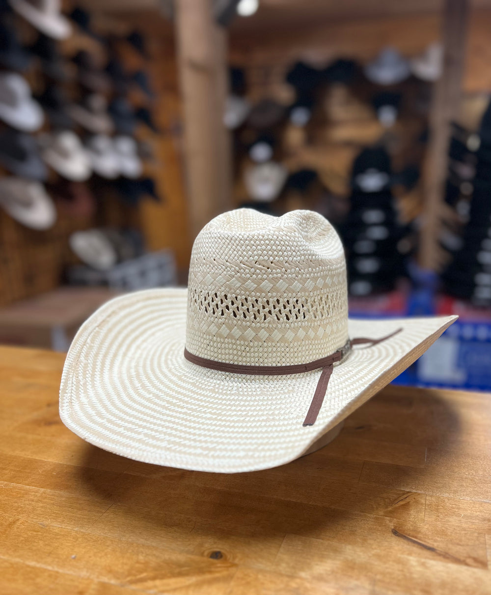 RioGrande Chihuahua San Fran straw Cowboy Hat feathers western mens sz 7  1/8 57