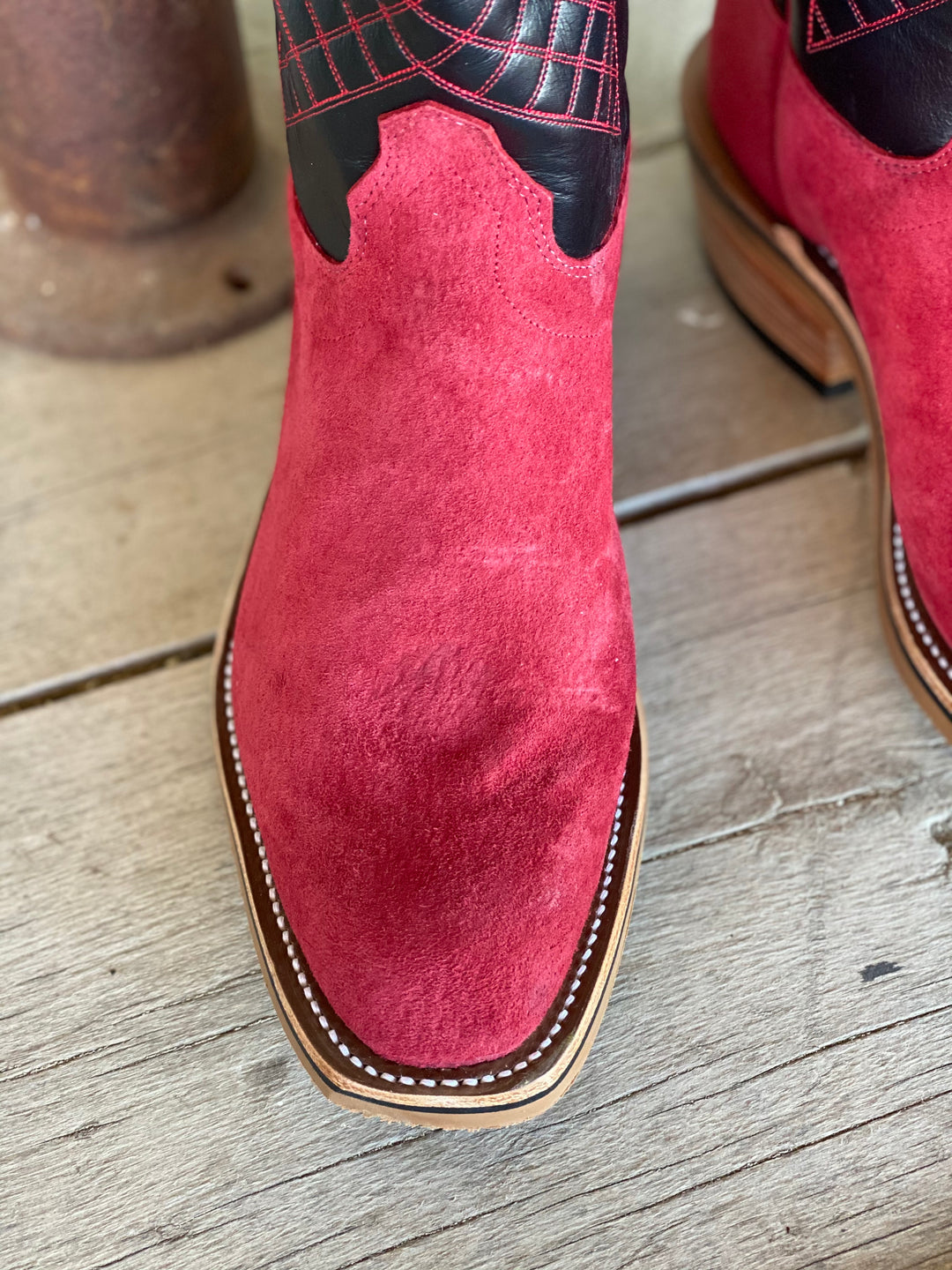 Toe View Olathe Boot Co. | Firebird Pig Suede Tall Top Boot