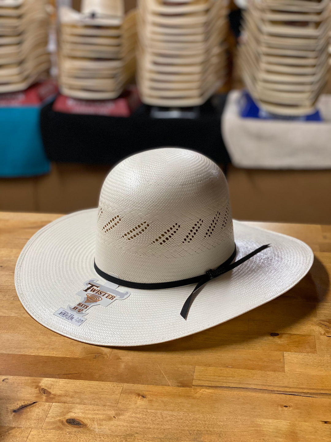 Twister | Open Crown 4 1/4" Diagnal-Vent Shantung Straw Hat