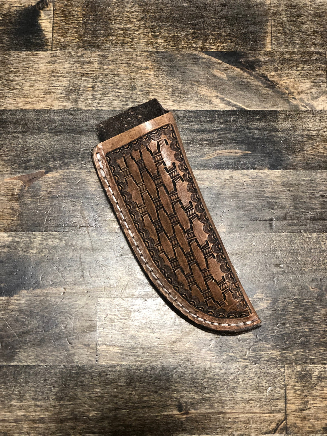 Cedar Ridge Leather | Hand Stamped Leather Vertical Knife Sheath