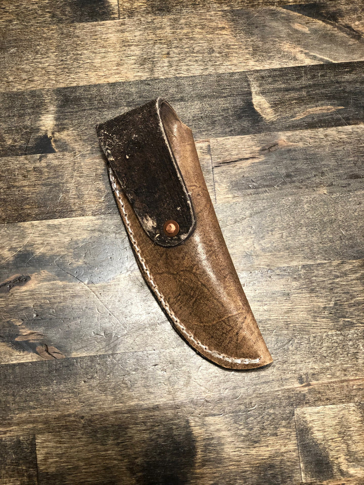 Cedar Ridge Leather | Hand Stamped Leather Vertical Knife Sheath-rustic