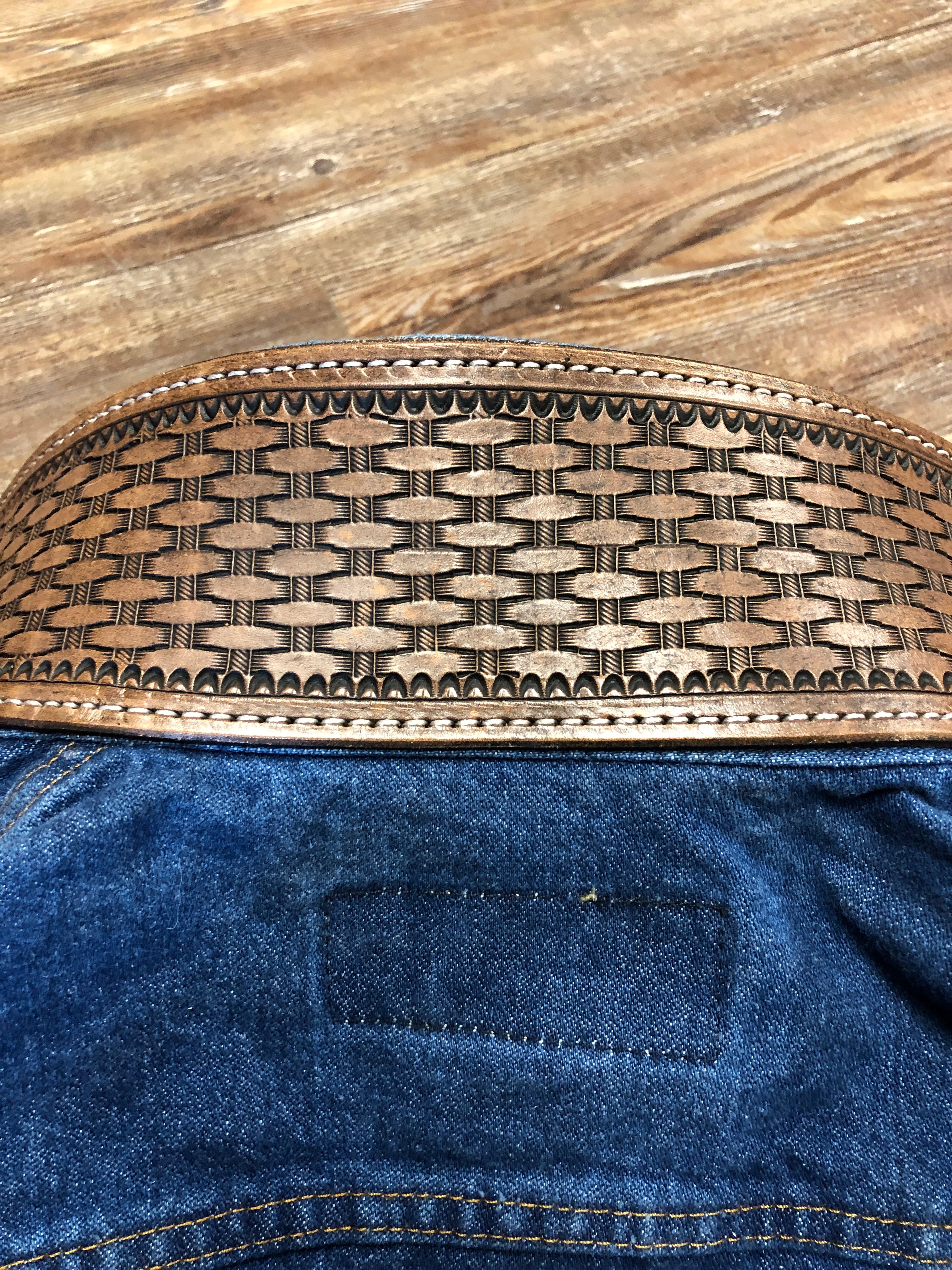 Wrangler | Custom Cedar Ridge Leather Collar/Cuffs Denim