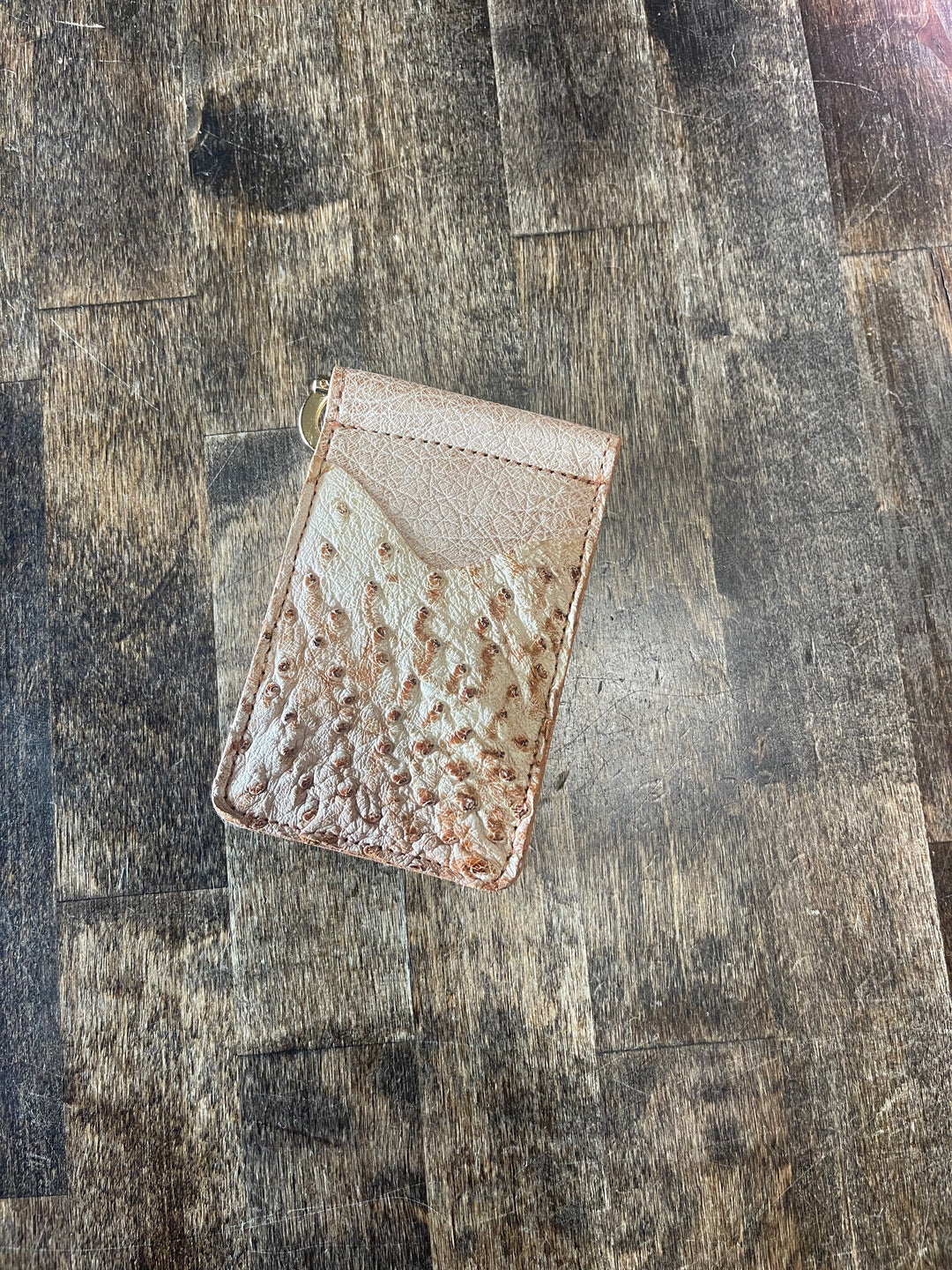 Fenoglio | Ostrich Money Clip Wallet-Cognac White Waxed