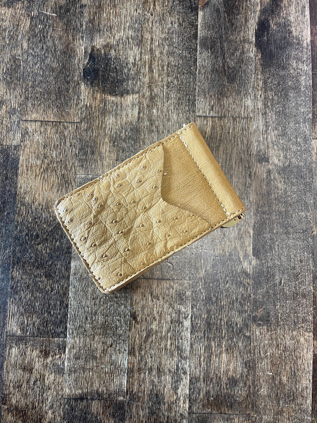 Fenoglio | Ostrich Money Clip Wallet-Saddle Tan