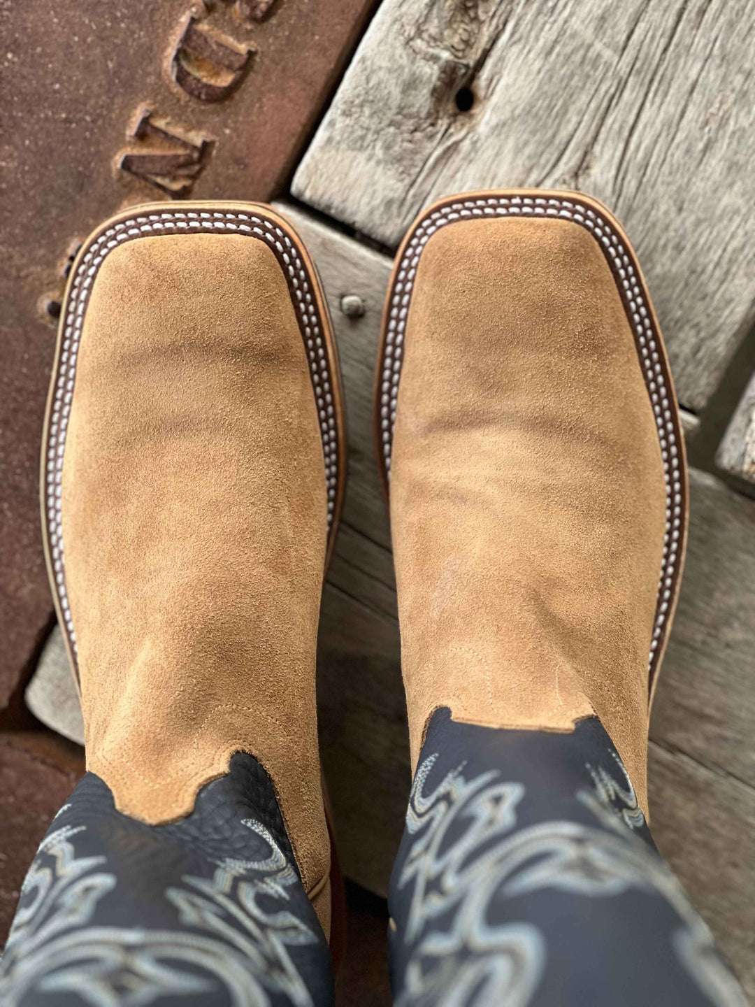 Olathe Boot Co. | Tan Newman Roughout Tall Top Boot | Toe View