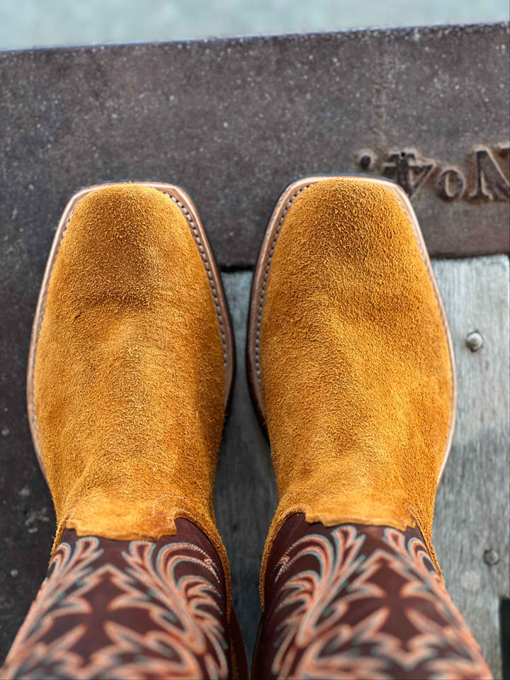Top View Fenoglio Boot Co. | Grizzly Tan Roughout Boot