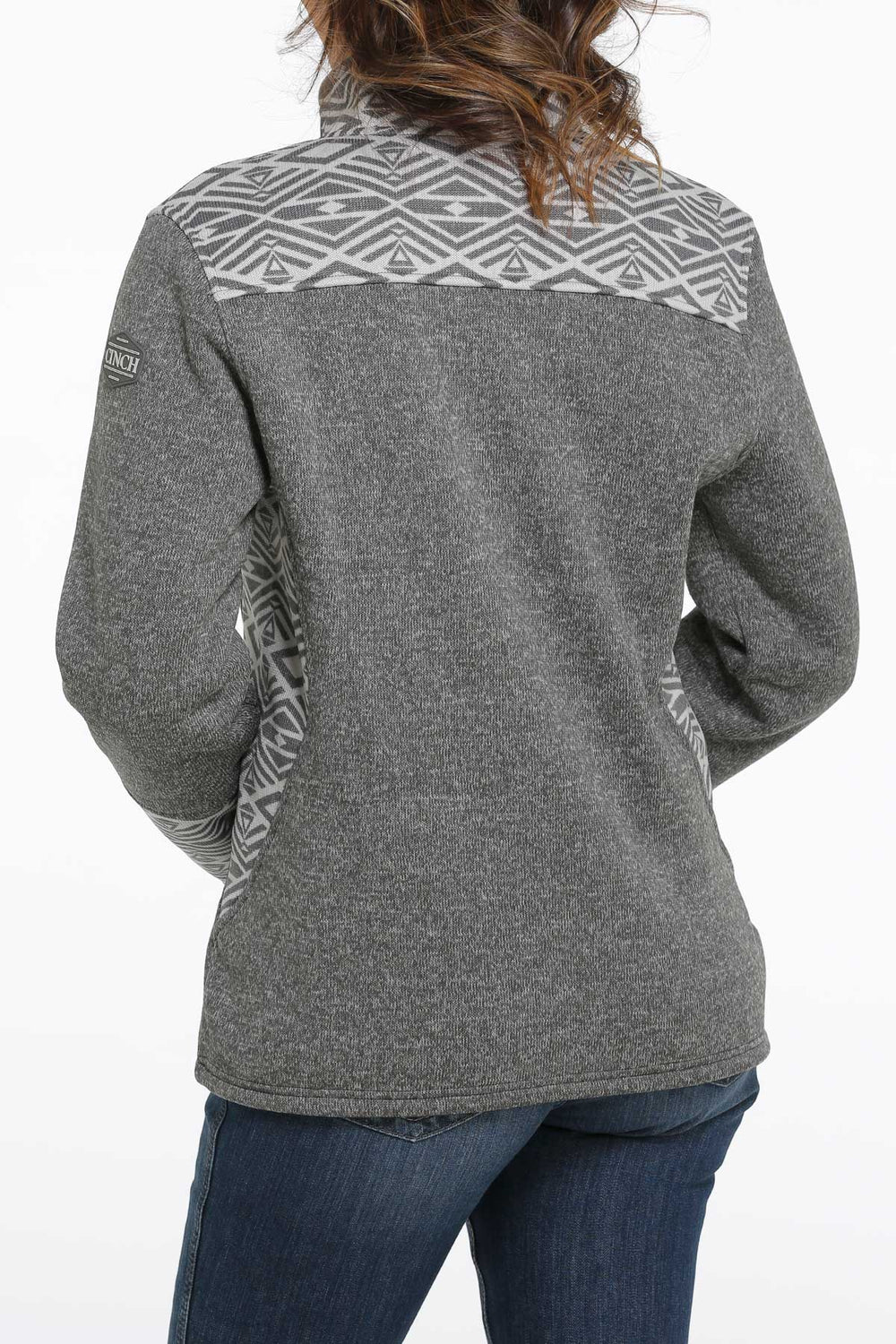 Back SideCinch | Ladies Charcoal Color Blocked Sweater Jacket