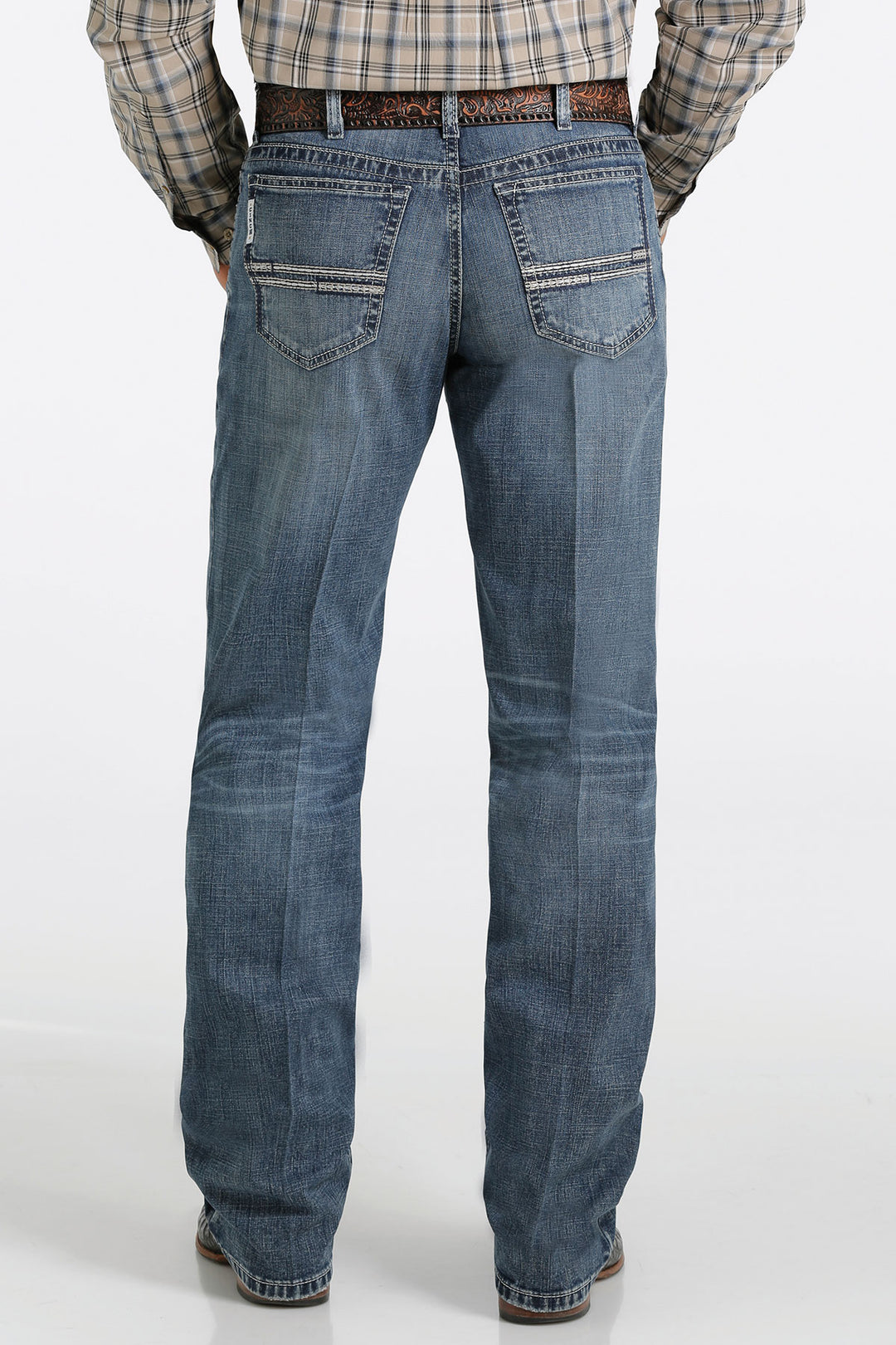 Back view Cinch | White Label Relaxed Med Stonewash Performance Jean
