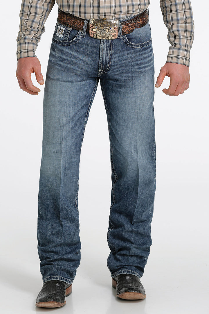 Front view Cinch | White Label Relaxed Med Stonewash Performance Jean