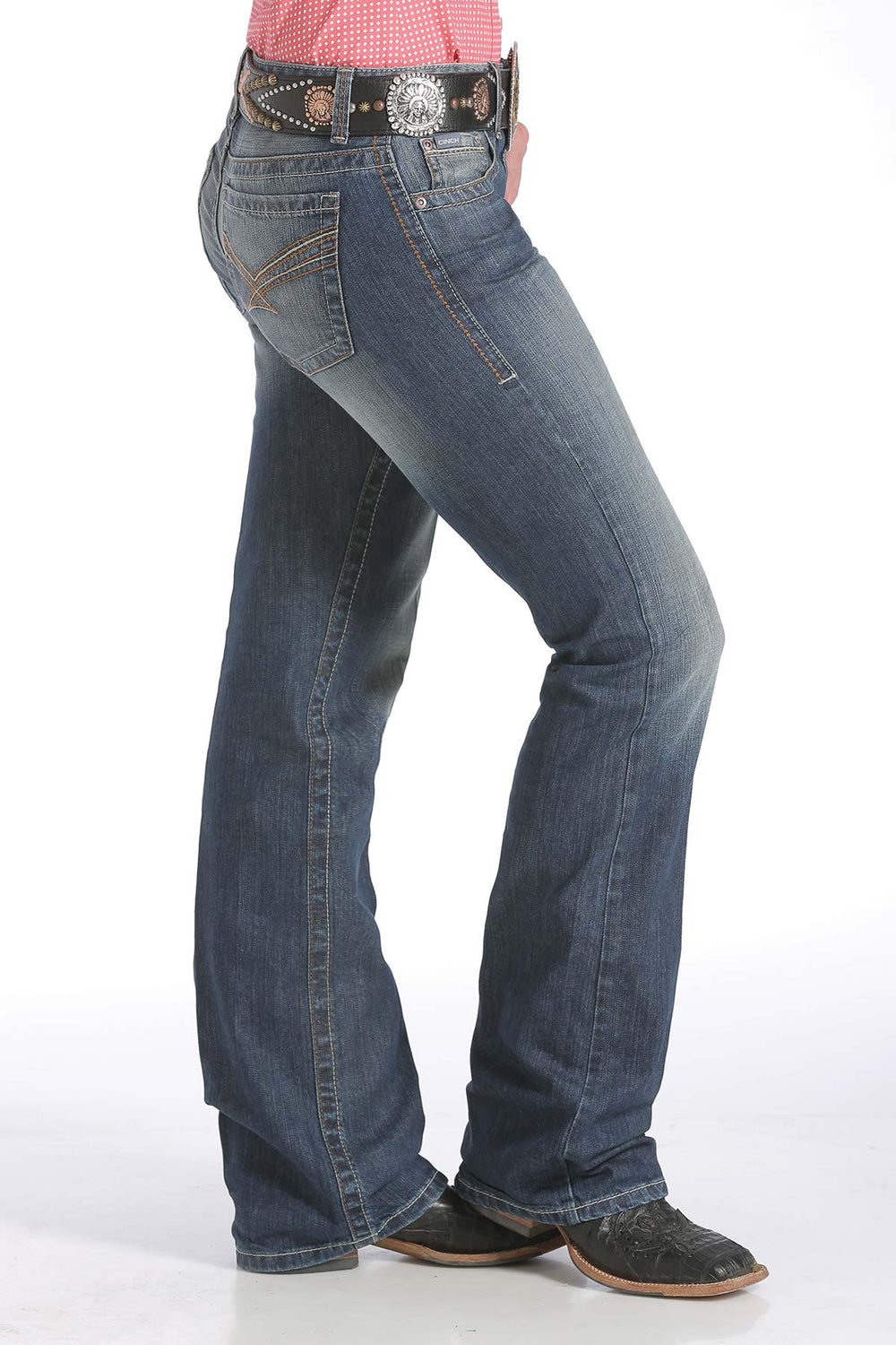 Side view Cinch | Ada Relaxed Fit Mid Rise Medium Stonewash Jean