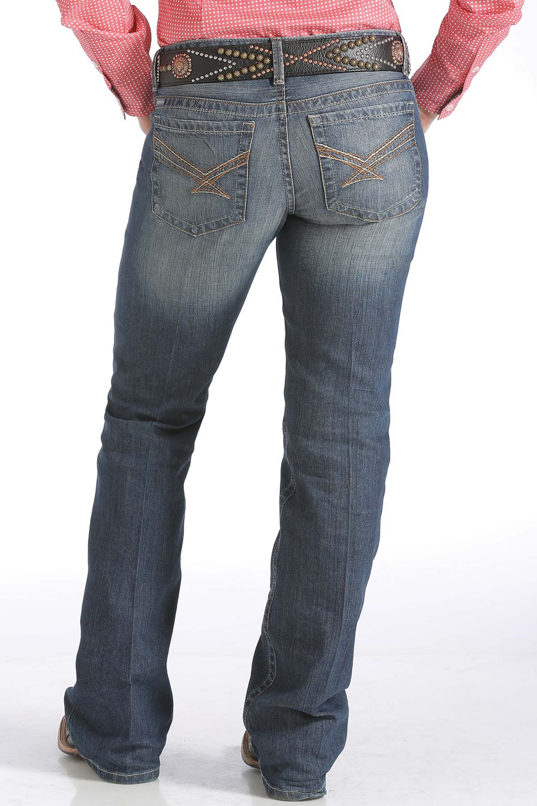 back view Cinch | Ada Relaxed Fit Mid Rise Medium Stonewash Jean