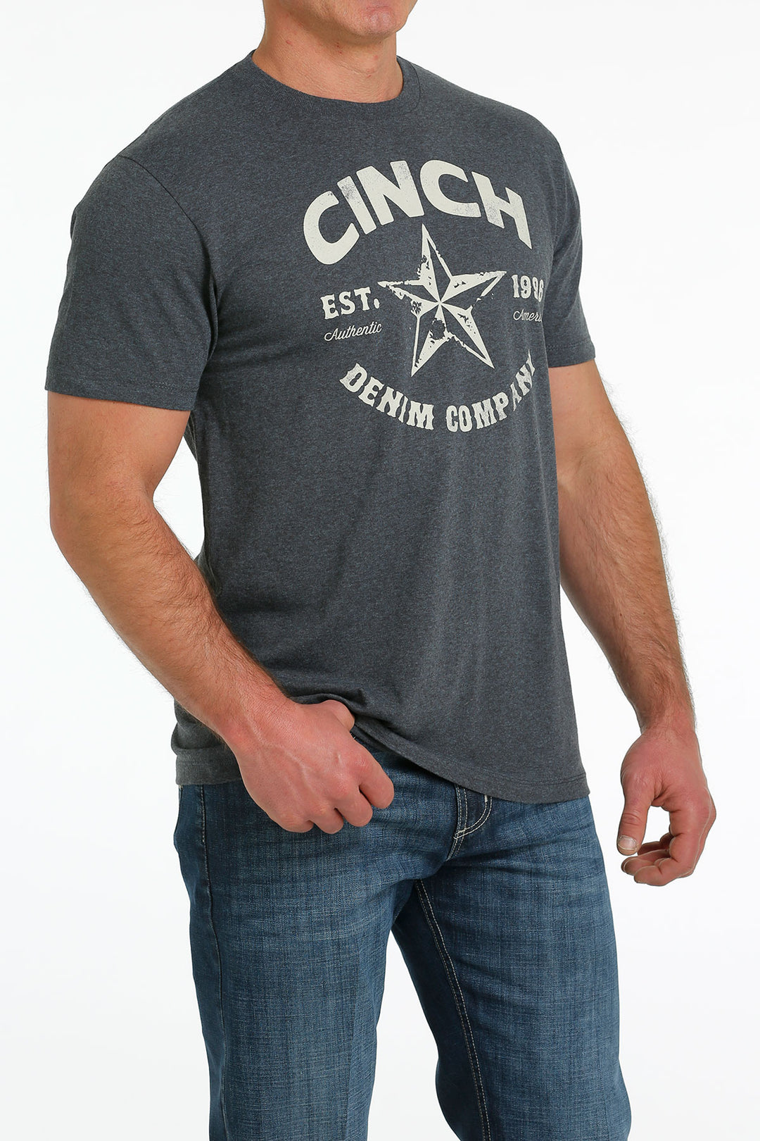 Cinch | Heather Navy Logo T-Shirt