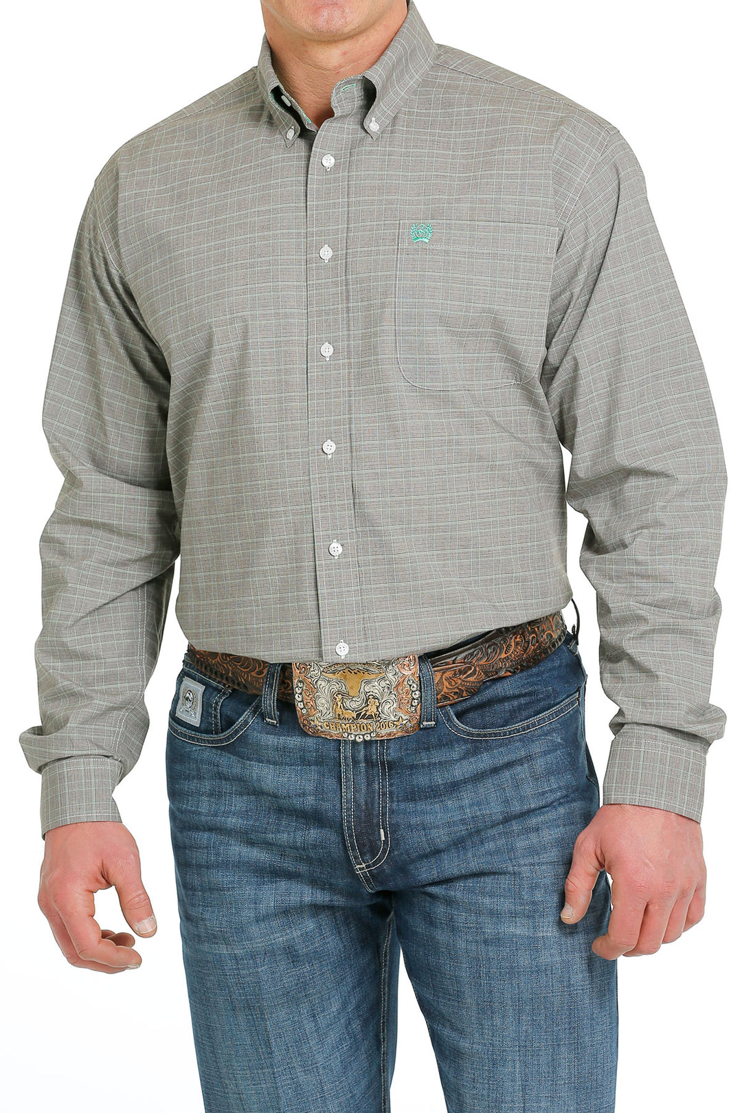 Front view Cinch | Brown Plaid LS Classic Shirt