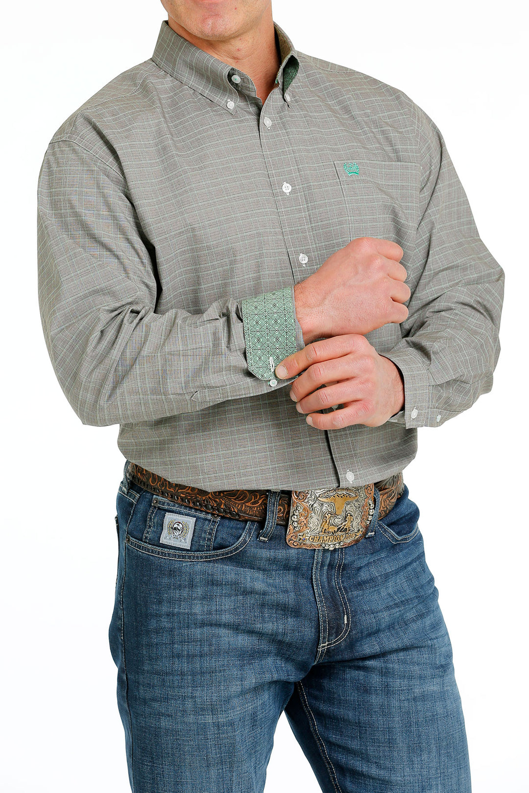 Front view Cinch | Brown Plaid LS Classic Shirt