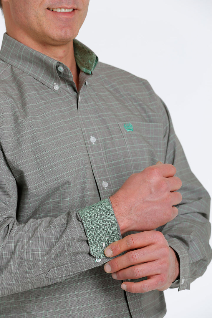 Contrasting Cuff Cinch | Brown Plaid LS Classic Shirt