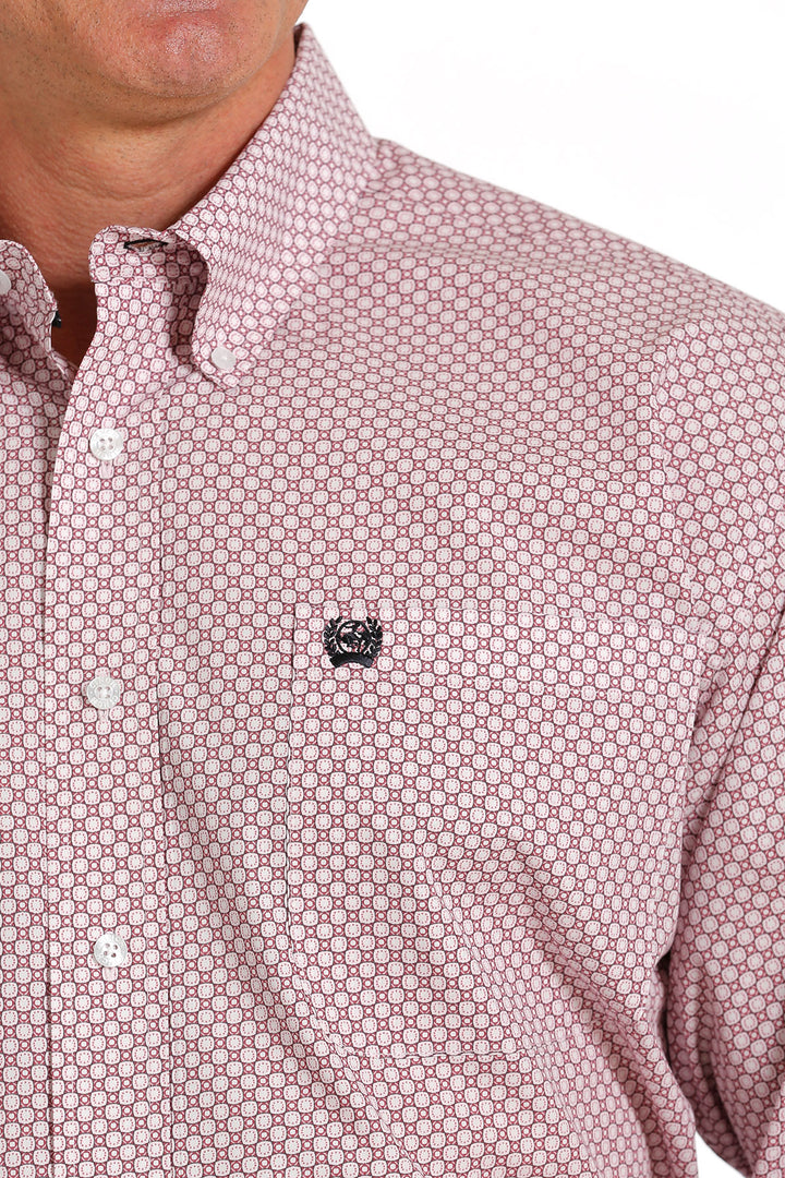 Front pocket detail Cinch | Cradle Pink Print Classic LS Shirt