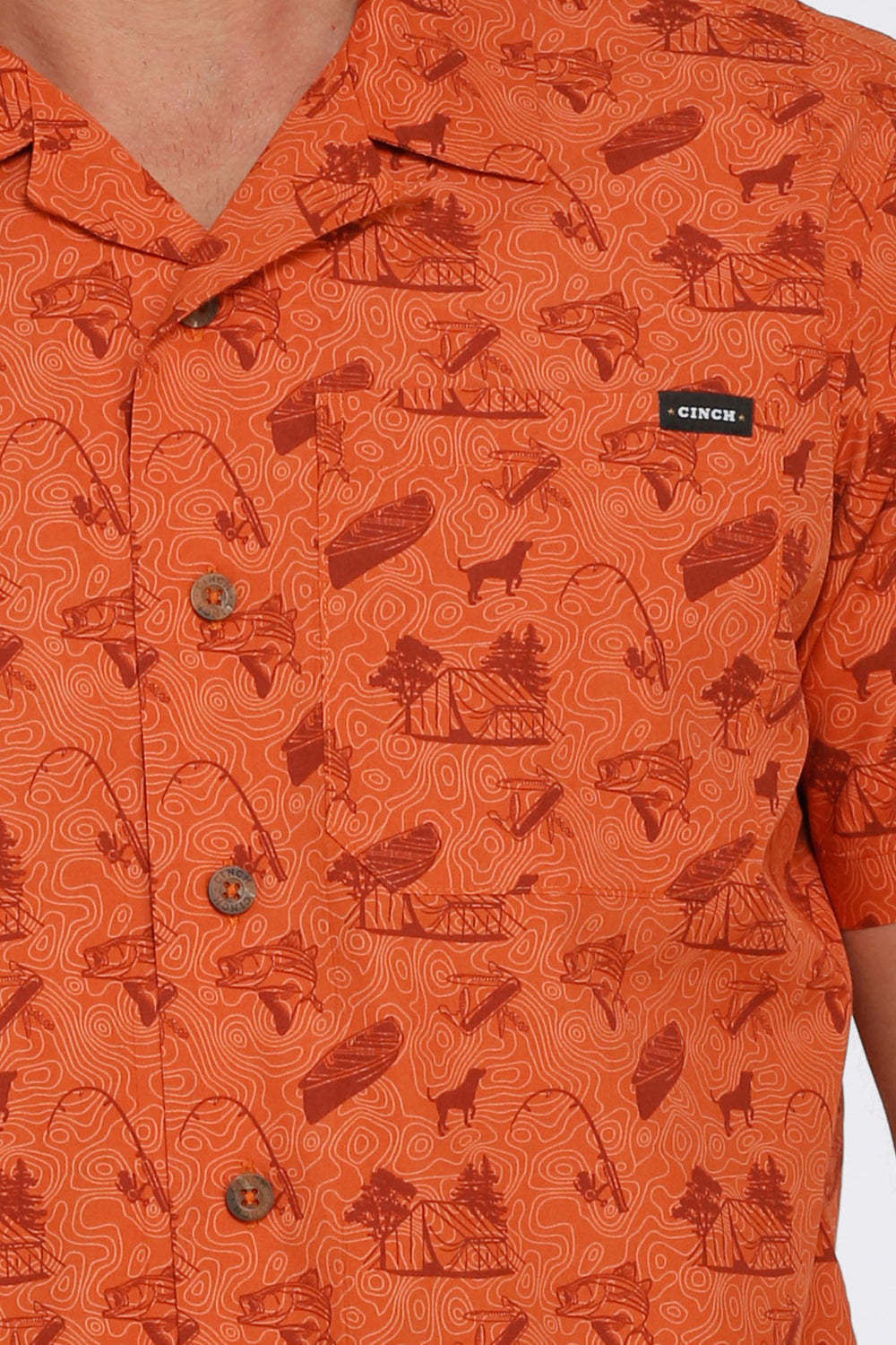 Close detail Cinch | Orange Camp Trailblazer SS Shirt