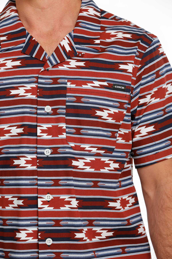 Close Up View Cinch | Red Camp Yee-Haw SS Shirt
