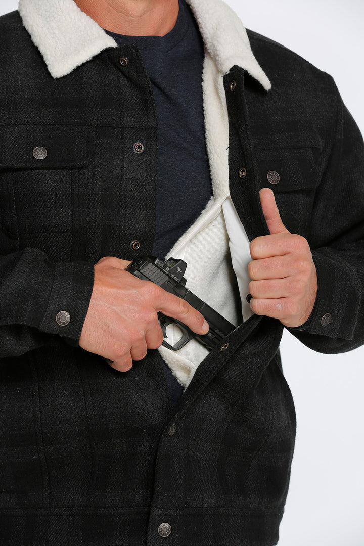 Conceal Carry Pocket Cinch | Black Concealed Carry Trucker Jacket