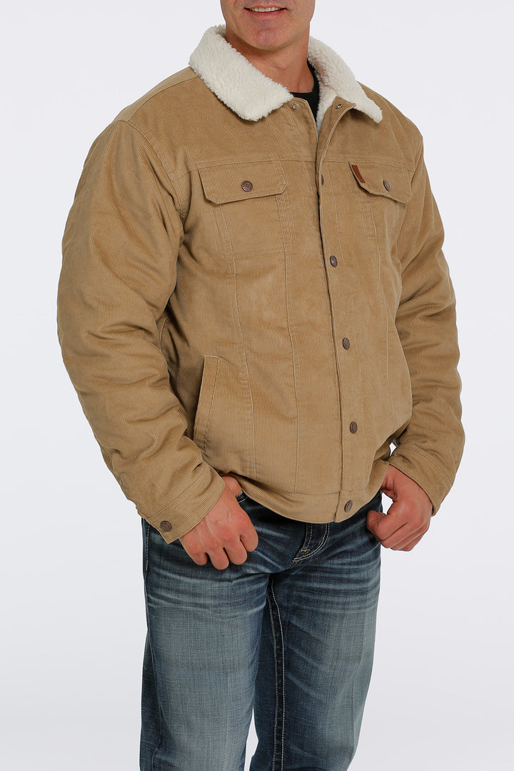 Side View Cinch | Khaki Corduroy Concealed Carry Trucker Jacket