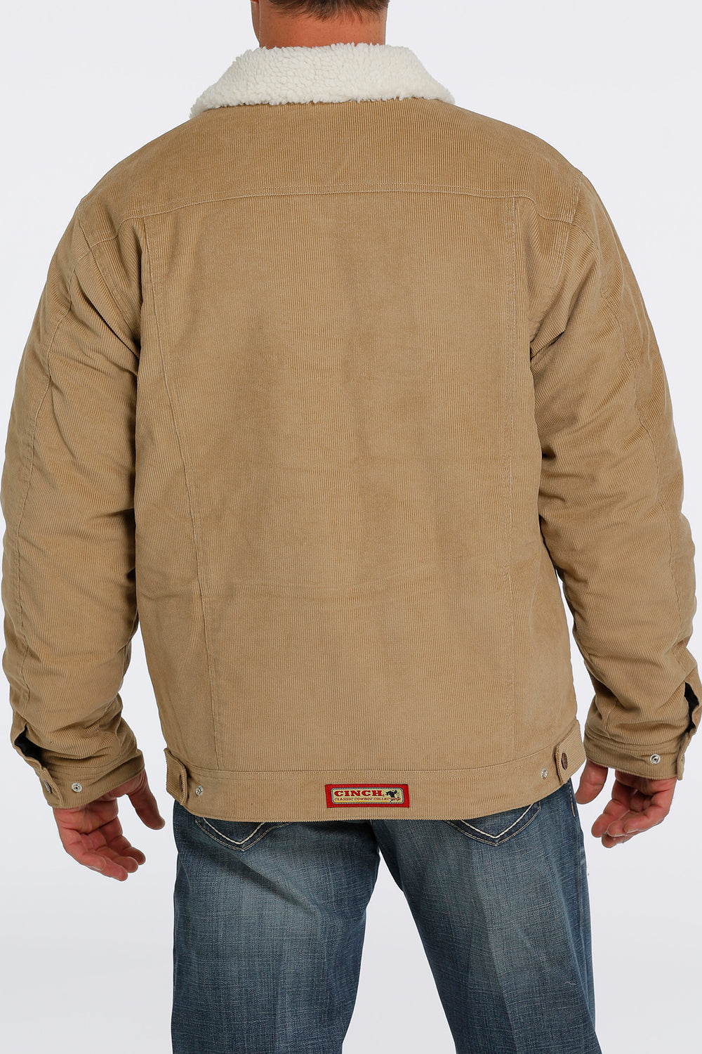 Back View Cinch | Khaki Corduroy Concealed Carry Trucker Jacket