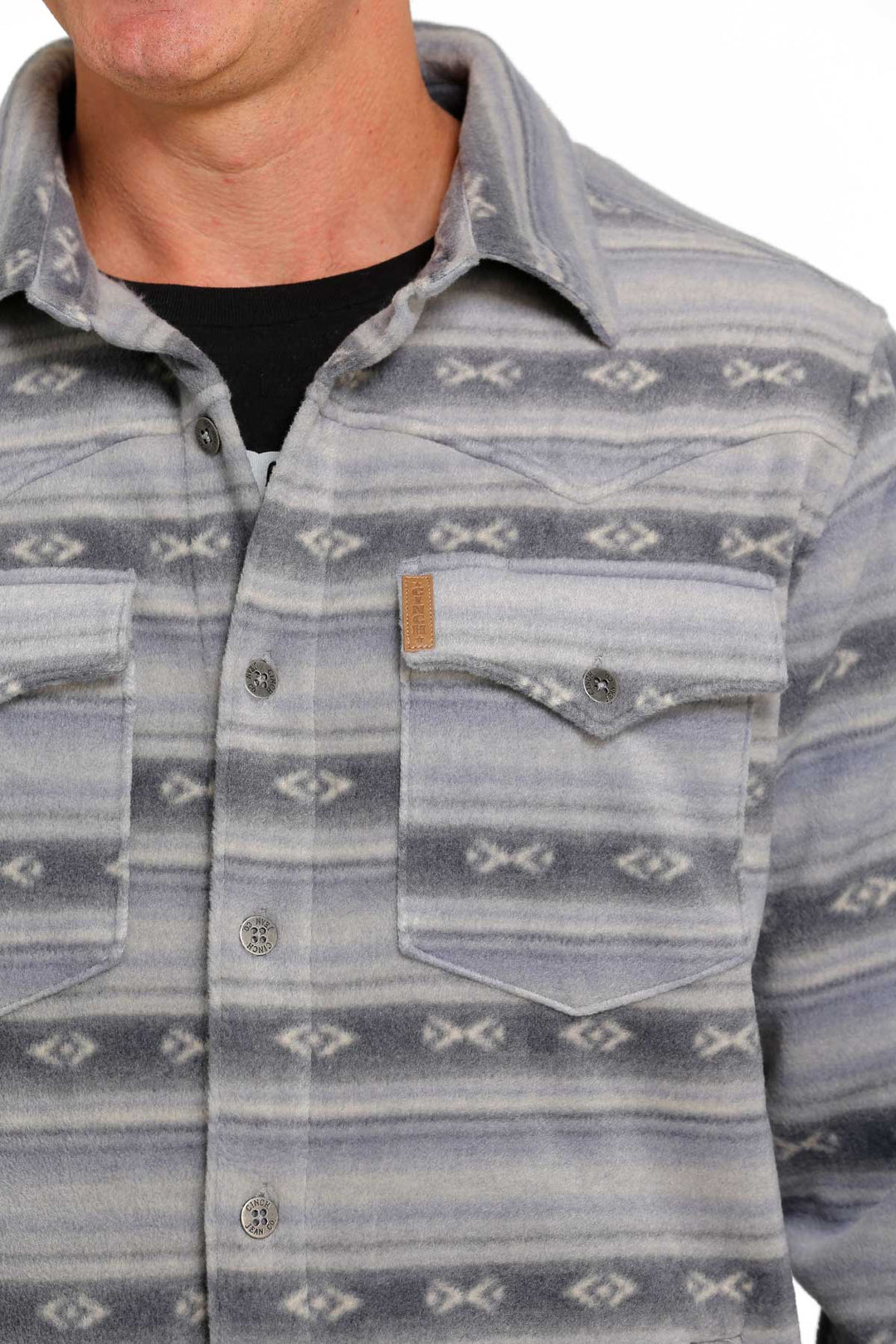 Pocket View Cinch | Blue Print Fleece Shirt Jacket