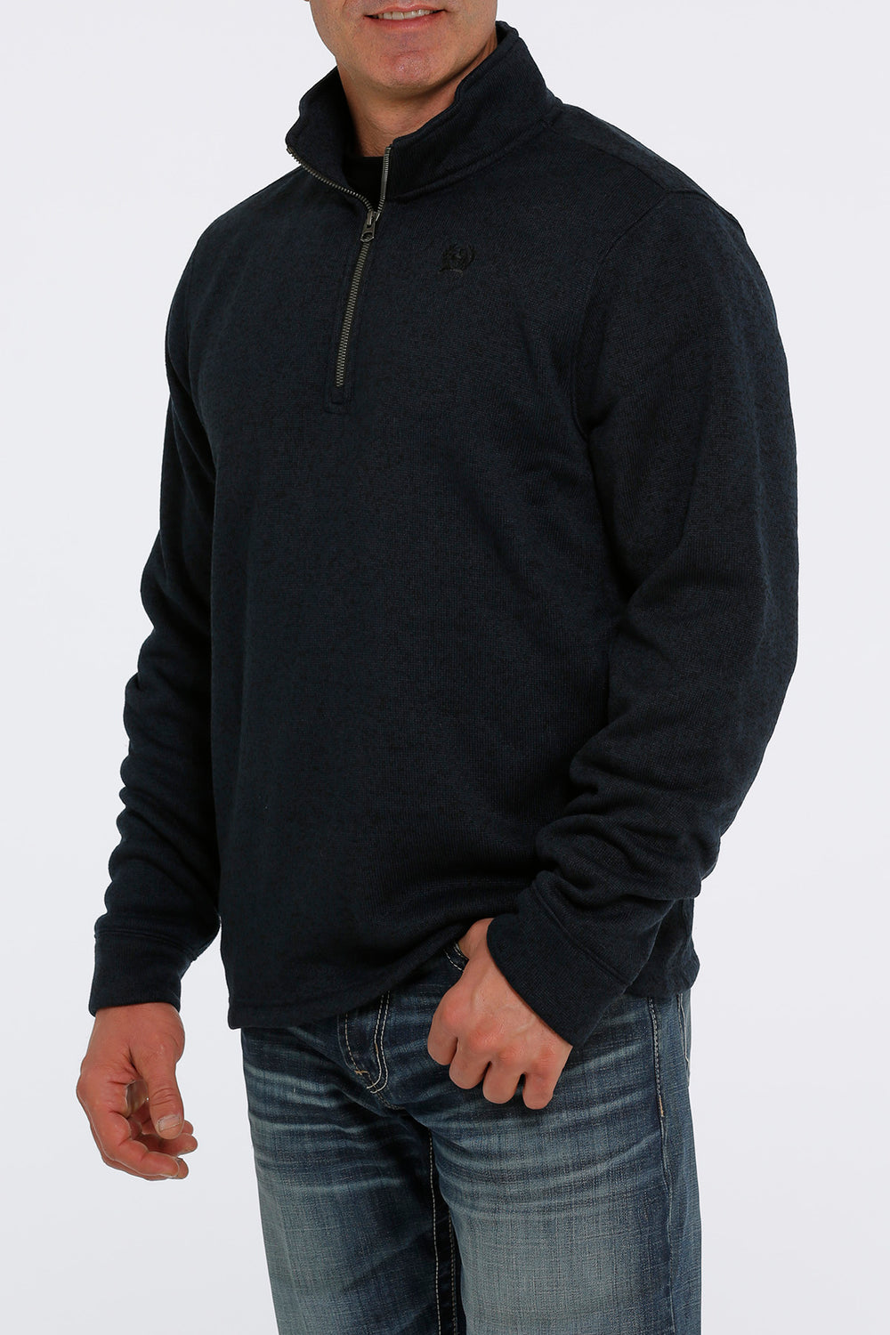 Front Cinch | Navy 1/4 Zip Sweater Knit Pullover