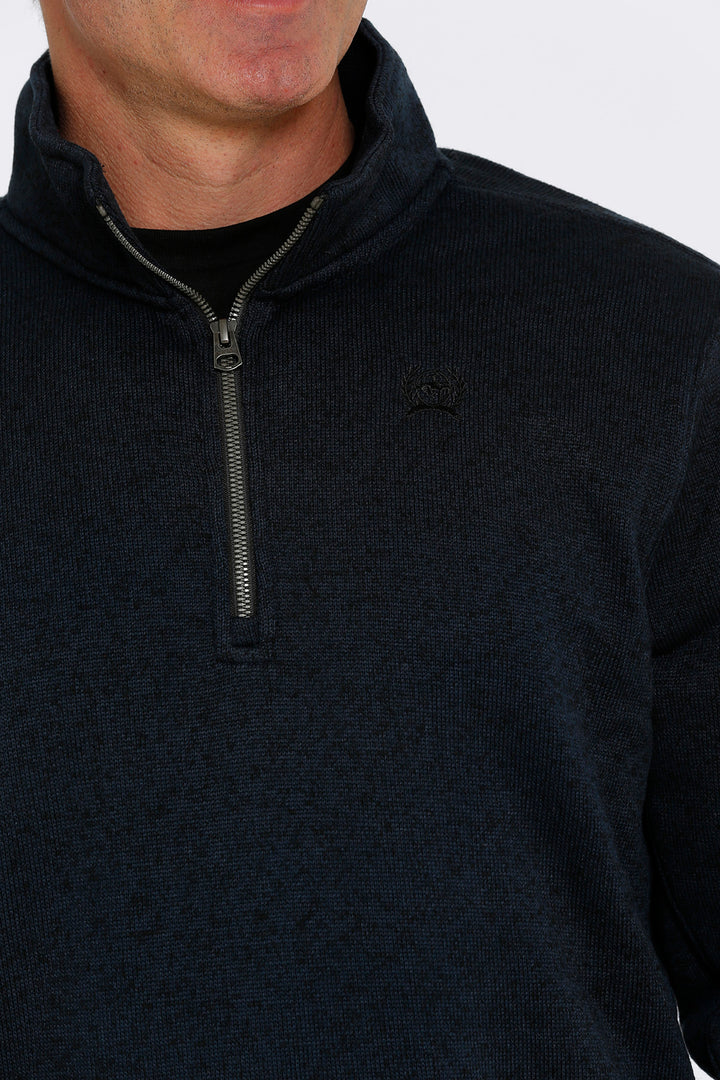 Zipper Cinch | Navy 1/4 Zip Sweater Knit Pullover