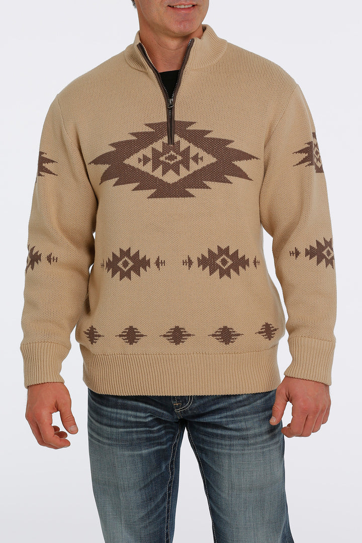 Cinch | Khaki 1/4 Zip Pullover Sweater