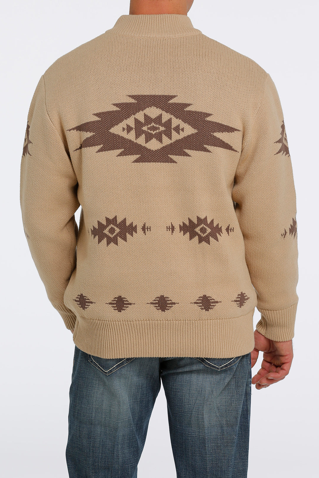 Back View Cinch | Khaki 1/4 Zip Pullover Sweater