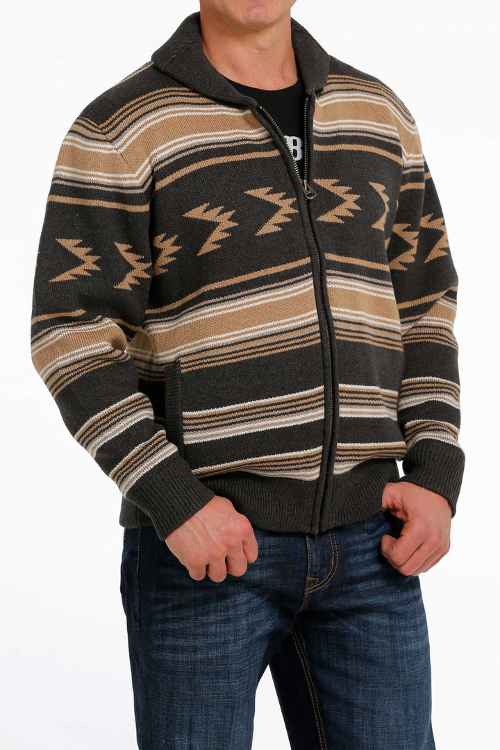 Front View Cinch | Charcoal Zip Sweater