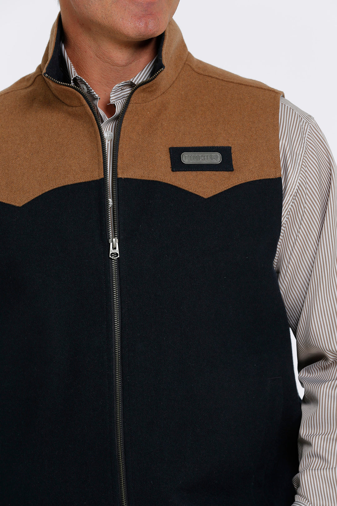 close up viewCinch | Navy Poly Wool Concealed Carry Vest