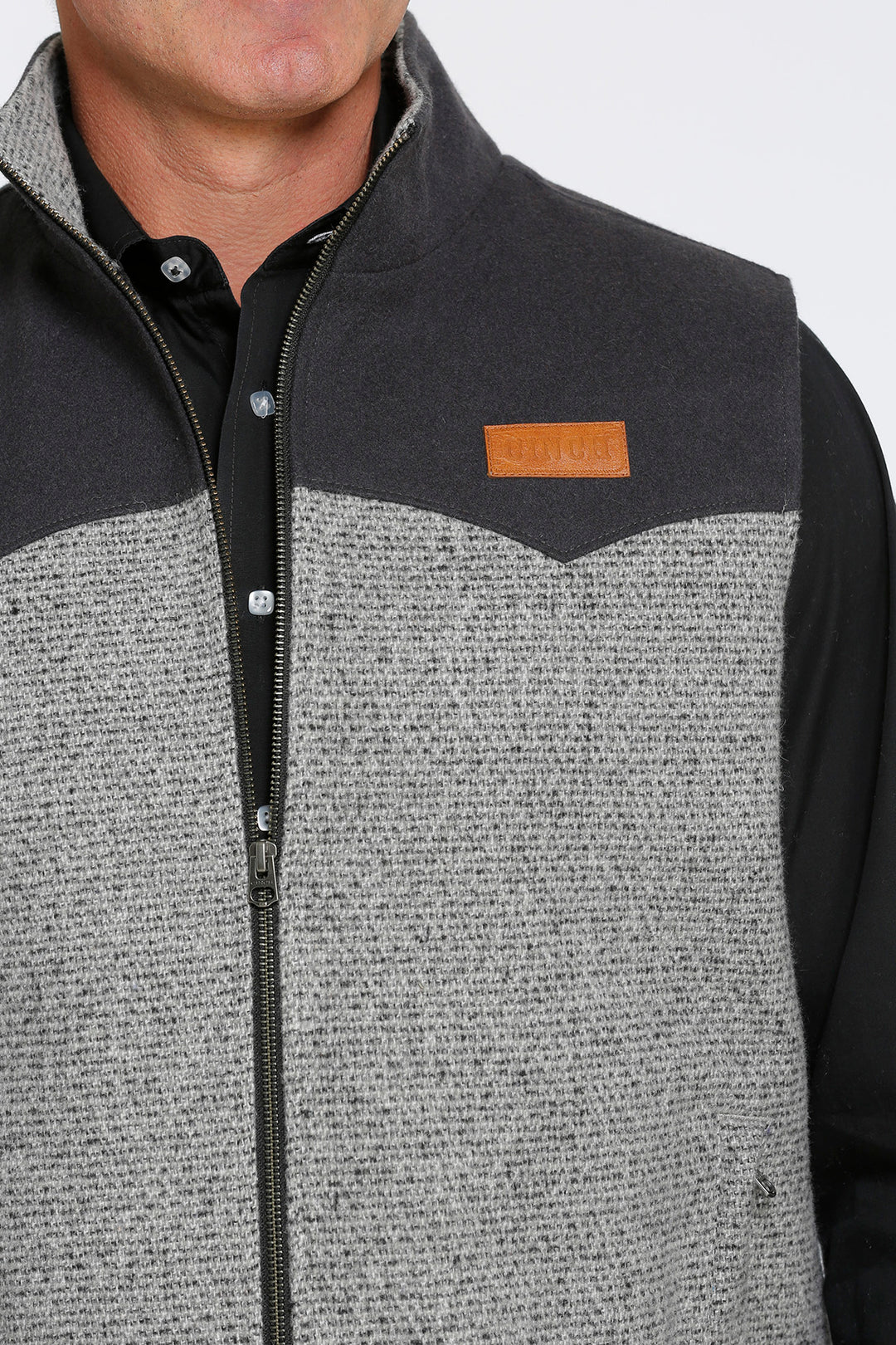 Front Patch Cinch | Grey Poly-Wool Vest
