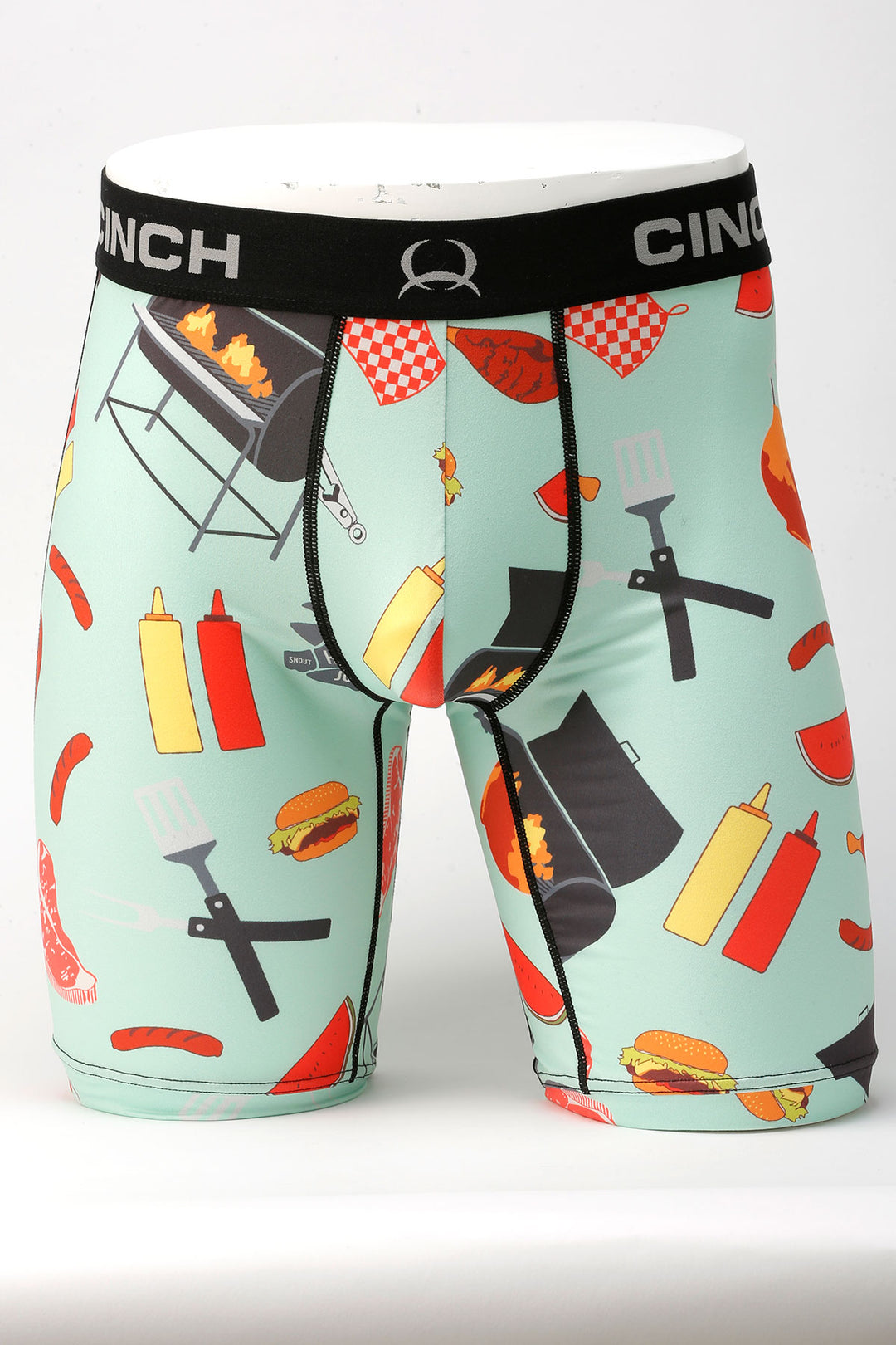 Front view Cinch | 9" Boxer Brief | BBQ icons