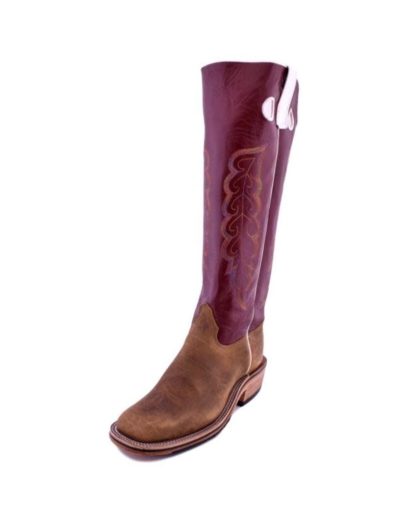 Side View Olathe Boot Co. | Natural Brahma Bison/Sangria Boot