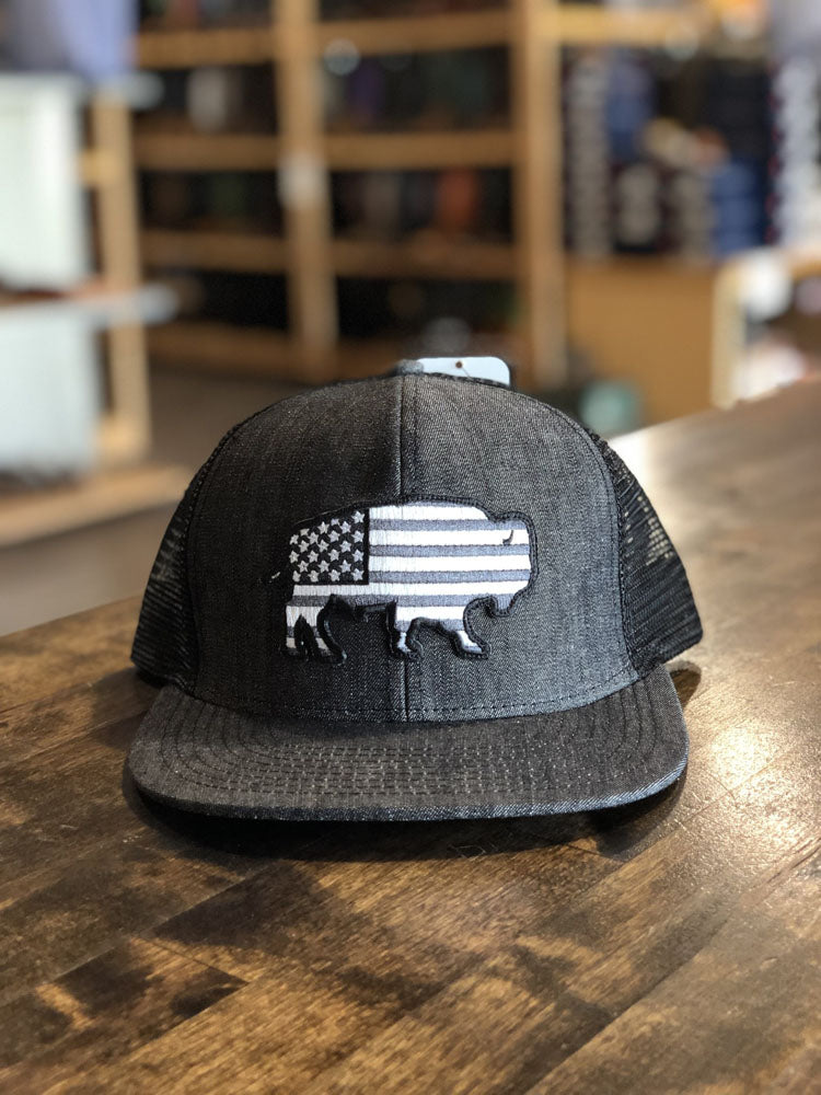 Red Dirt Hat Co. | Denim USA Buffalo Cap Grey/Black OS