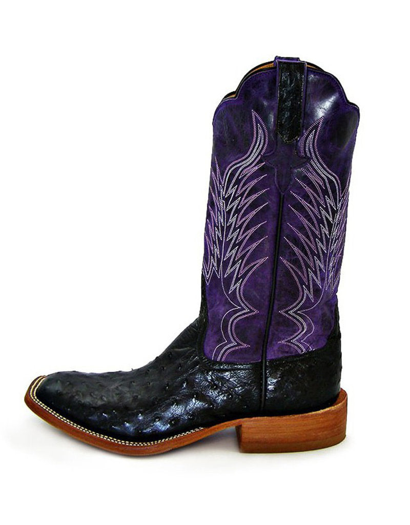 Side view Rios of Mercedes | Black Full Quill  Ostrich Boot