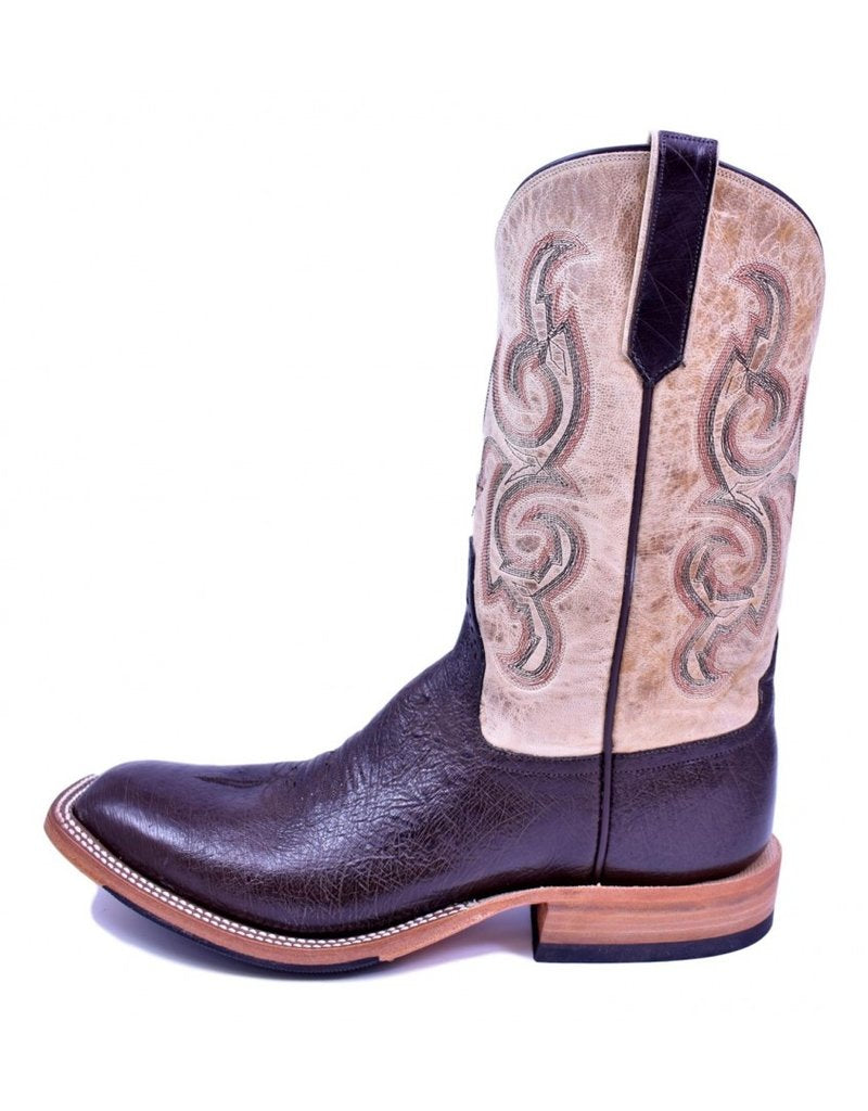 Side view Rios of Mercedes | Nicotine Smooth Quill Ostrich Boot