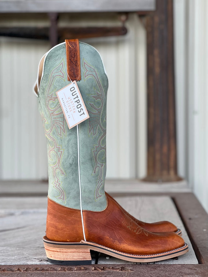 Side View Olathe Boot Co. | Tobacco Yeti Tall Top Boot