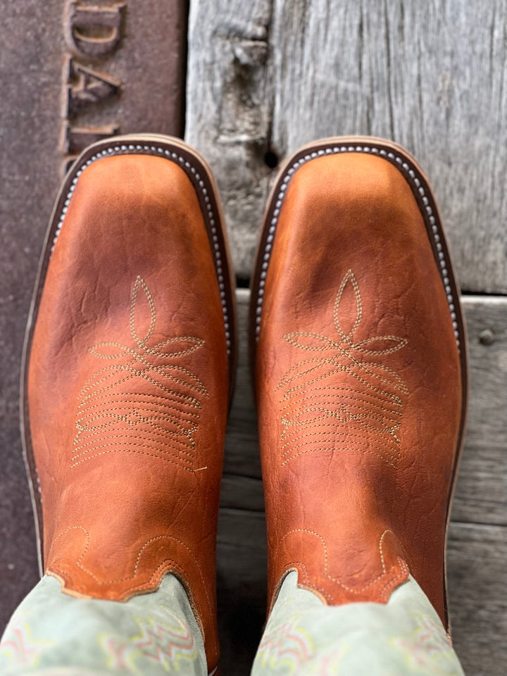 Top View Olathe Boot Co. | Tobacco Yeti Tall Top Boot